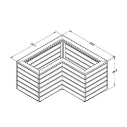 Forest - Linear Corner Planter 0.8M - Alton Garden Centre -Garden Care Store CORNLINPL80 4 Line Drawing 1024x1024 1