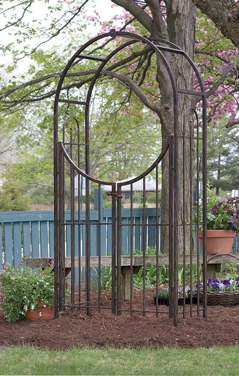 Panacea Arch Top Garden Arches With Gate - Brushed Bronze - Alton Garden Centre - Image 2