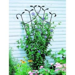 Panacea Forged Fan Trellis With Leaves - Black - Alton Garden Centre
