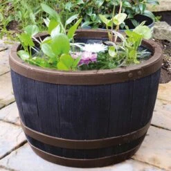 Stewart Blenheim Oak Effect Half Barrel Planter - 61cm - Alton Garden Centre